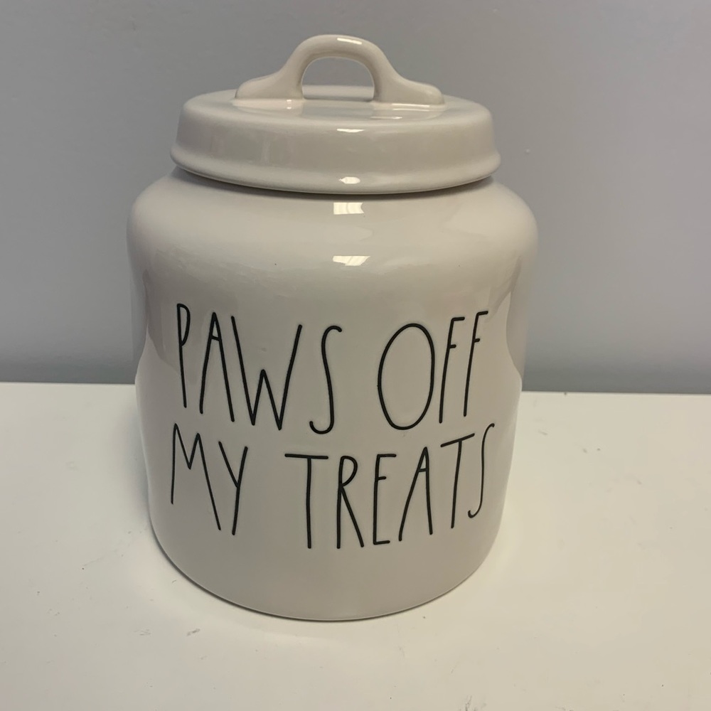 Rae Dunn PAWS OFF MY TREATS canister